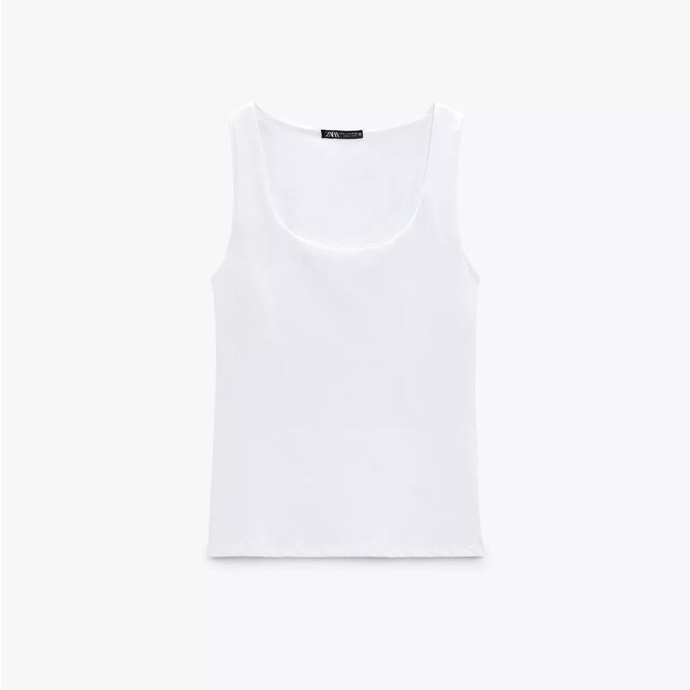 NWT Zara White Sleeveless Scoop Neck Tank Top